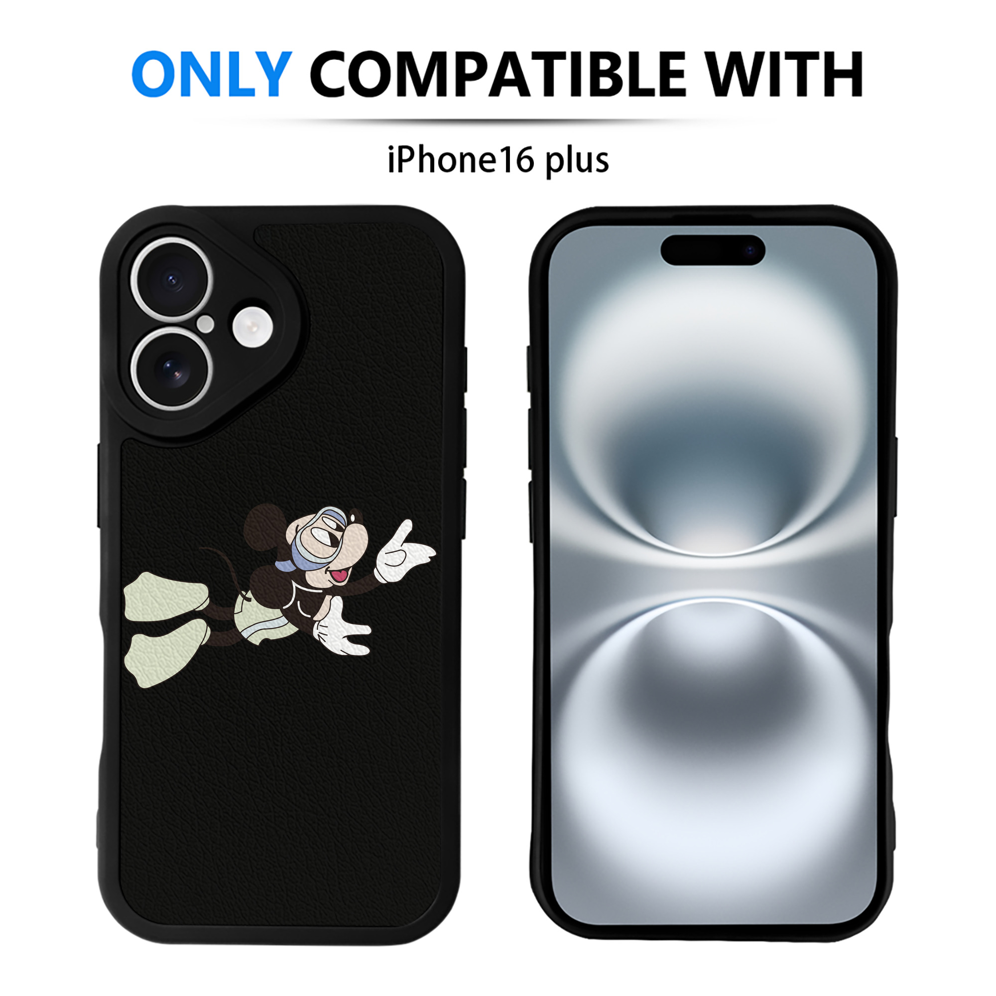（画像用） ミッキーマウス Mickey Mouse 【iPhone 16シリーズ対応】シリコンスマホケース（レザー調） 材質：シリコン